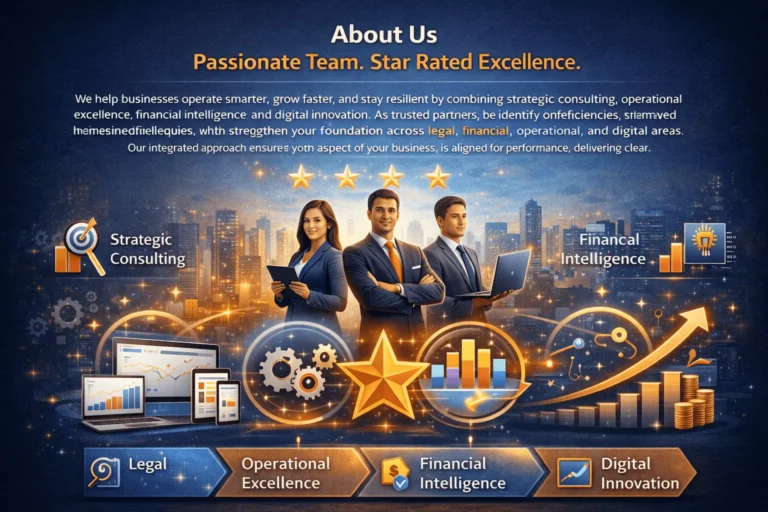 About 1 business consulting team with key icons